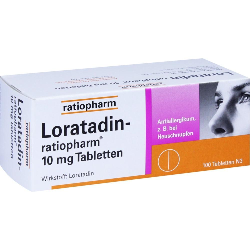 Eine Medikamentenverpackung für Loratadin gegen Allergien.
