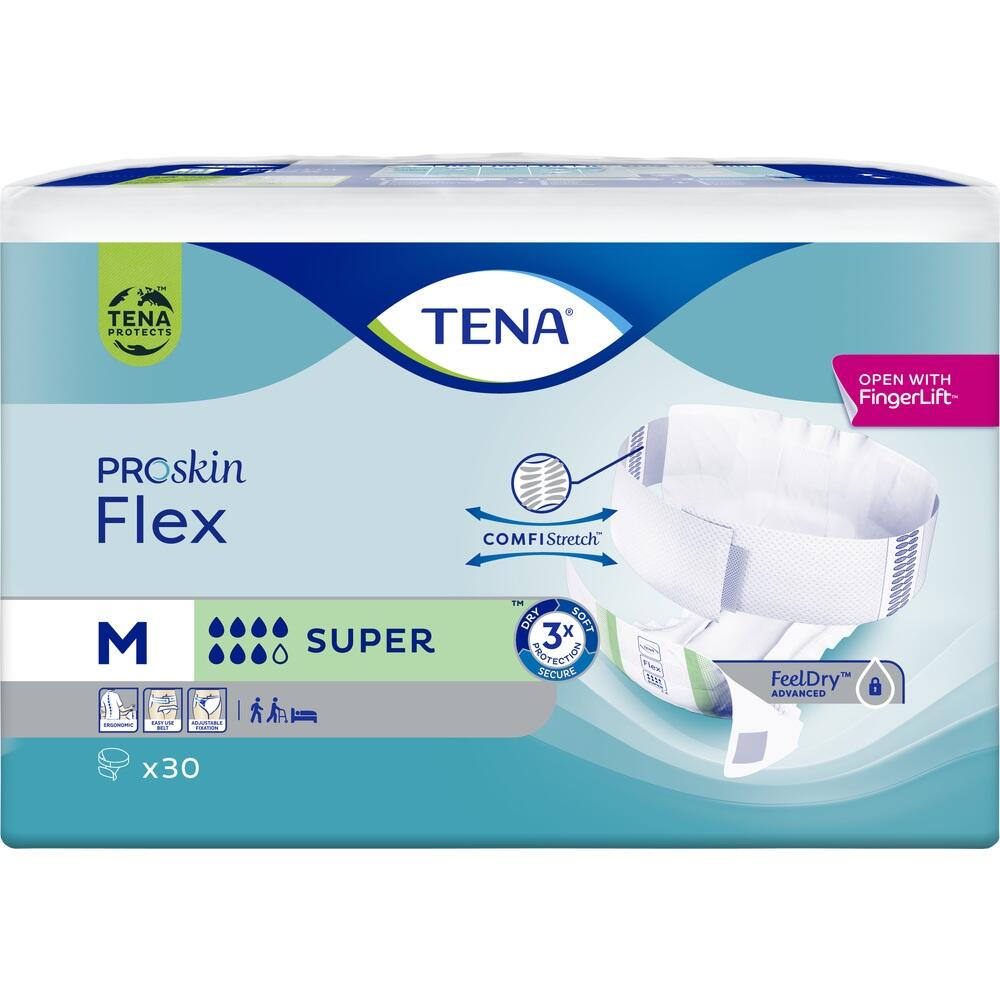 Eine Packung TENA ProSkin Flex Inkontinenzprodukte in Gr&ouml;&szlig;e M.
