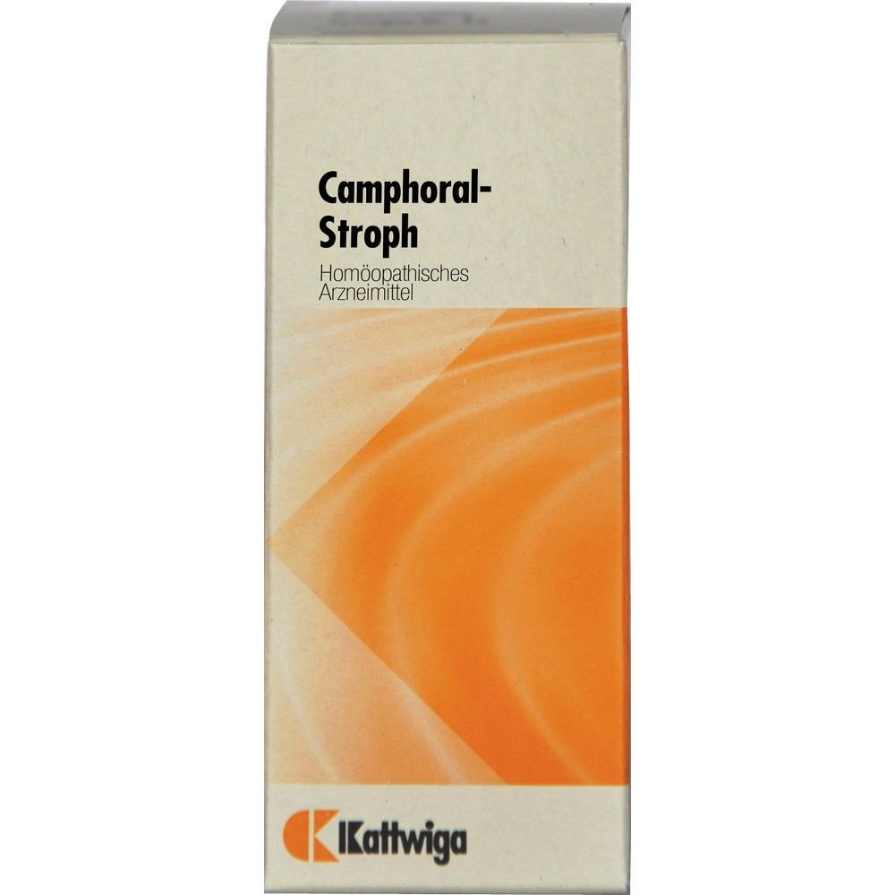 Eine Verpackung von Camphoral-Stroph, einem hom&ouml;opathischen Arzneimittel, mit orangefarbenem Design.