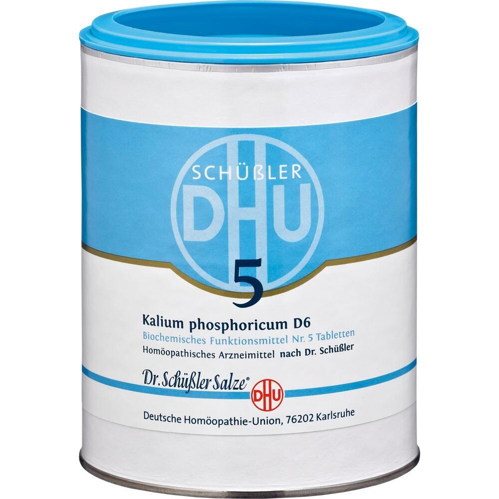 Dose mit blauer Aufschrift "Schüßler Salze Nr. 5" auf weißem Hintergrund.