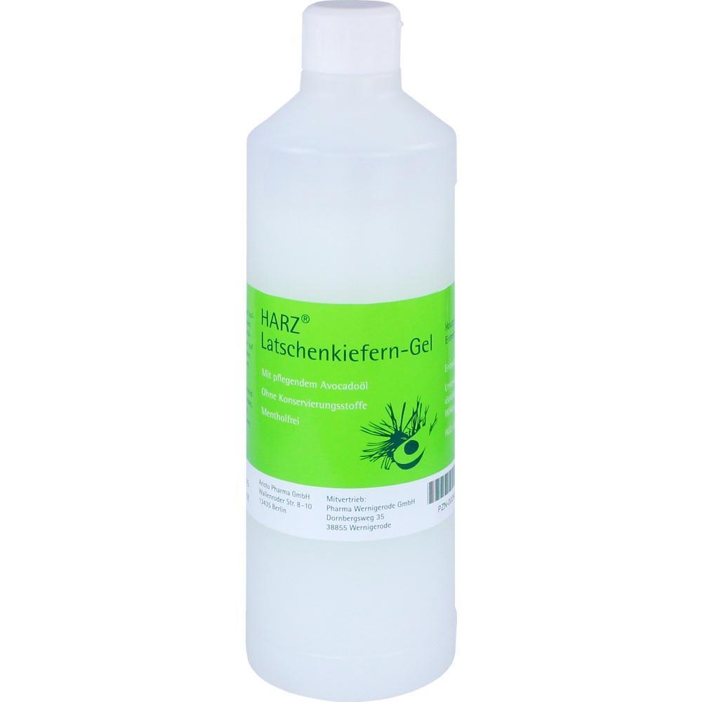 Eine Flasche mit gr&uuml;nem Etikett f&uuml;r Latschenkiefern-Gel.