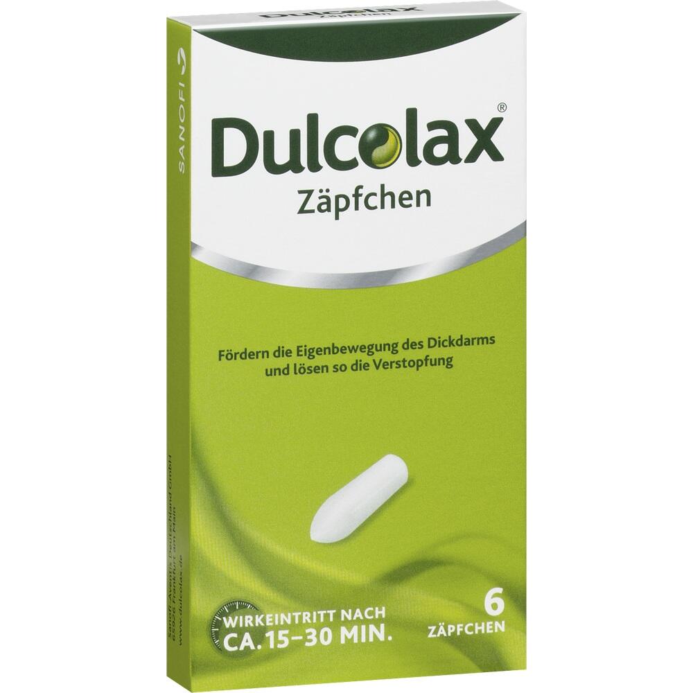 Gr&uuml;ne Packung von Dulcolax Z&auml;pfchen f&uuml;r Verstopfungslinderung in 15-30 Minuten.
