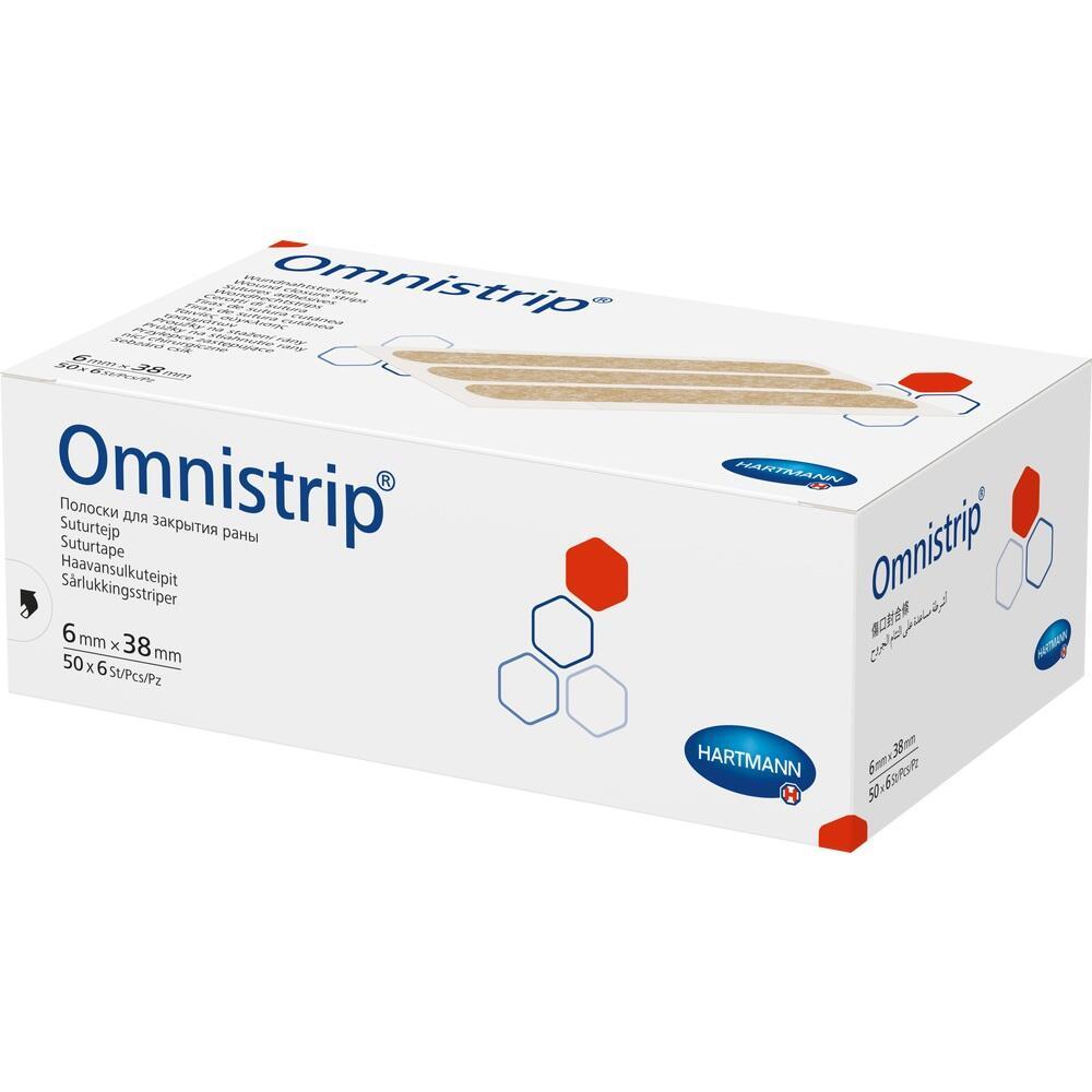 Weiße Verpackung mit der Aufschrift "Omnistrip" und einem blauen Logo.