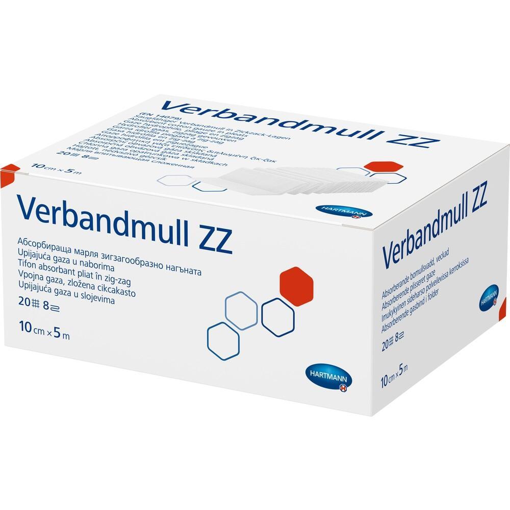 Eine weiße Packung mit der Aufschrift "Verbandmull ZZ".
