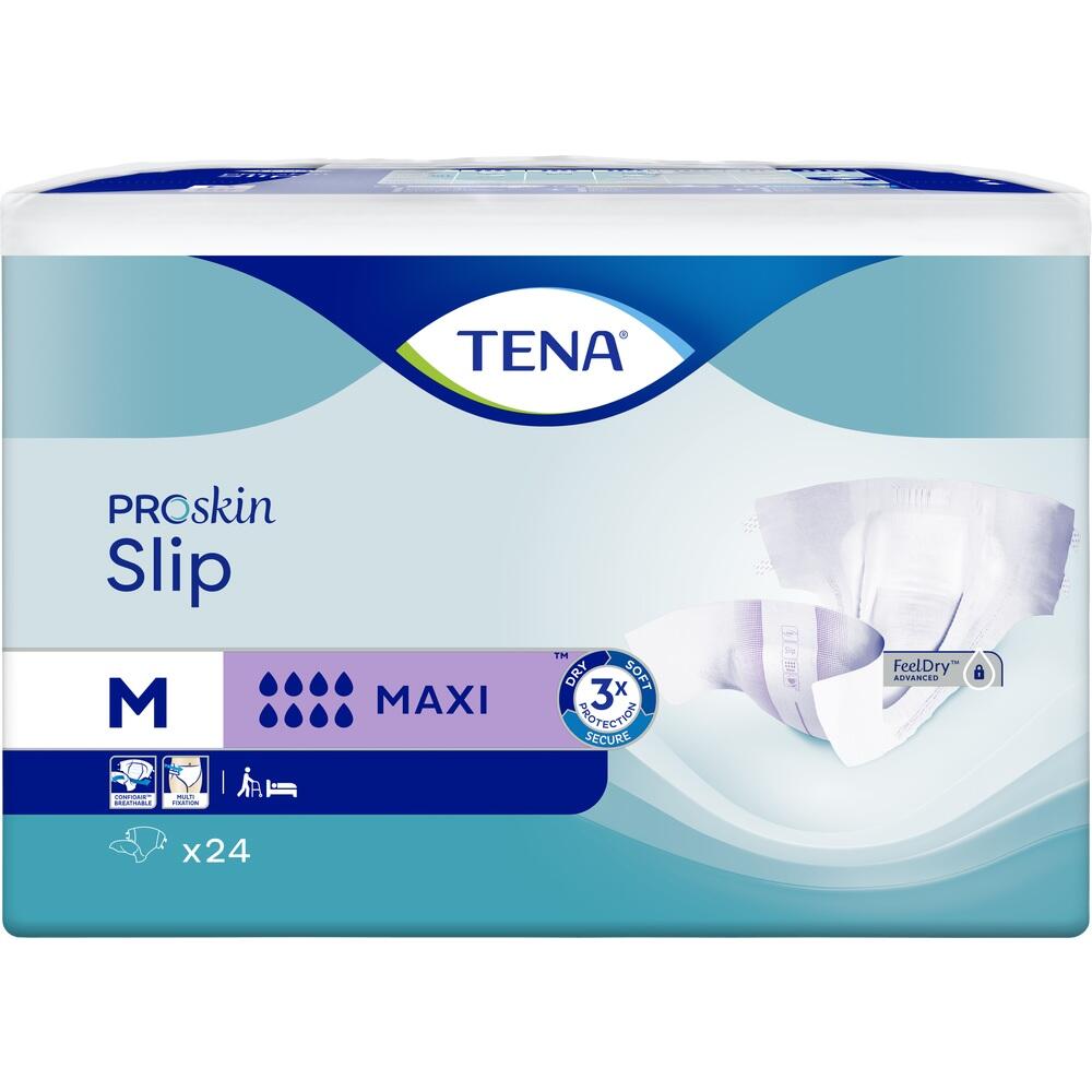Eine Packung TENA ProSkin Slips, Größe M, für Inkontinenzschutz.