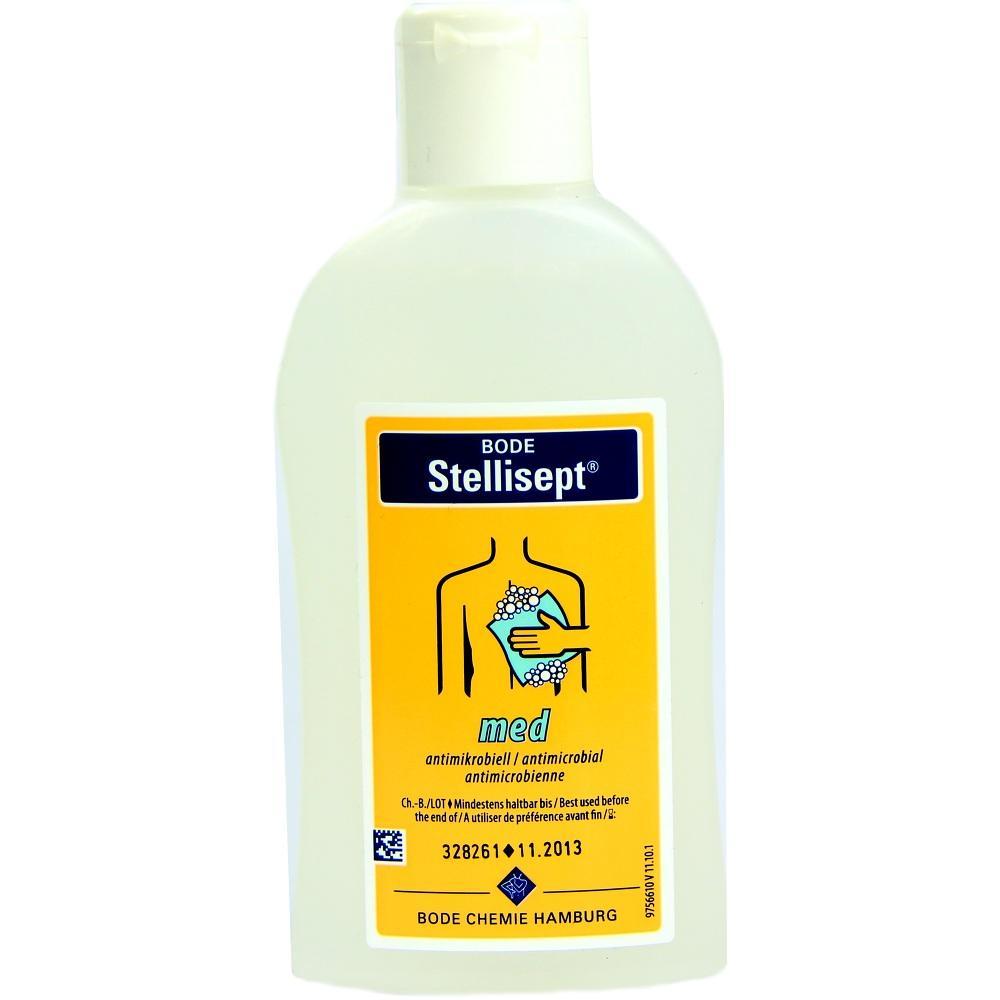 Eine Flasche mit antiseptischem Waschmittel namens Stellisept.