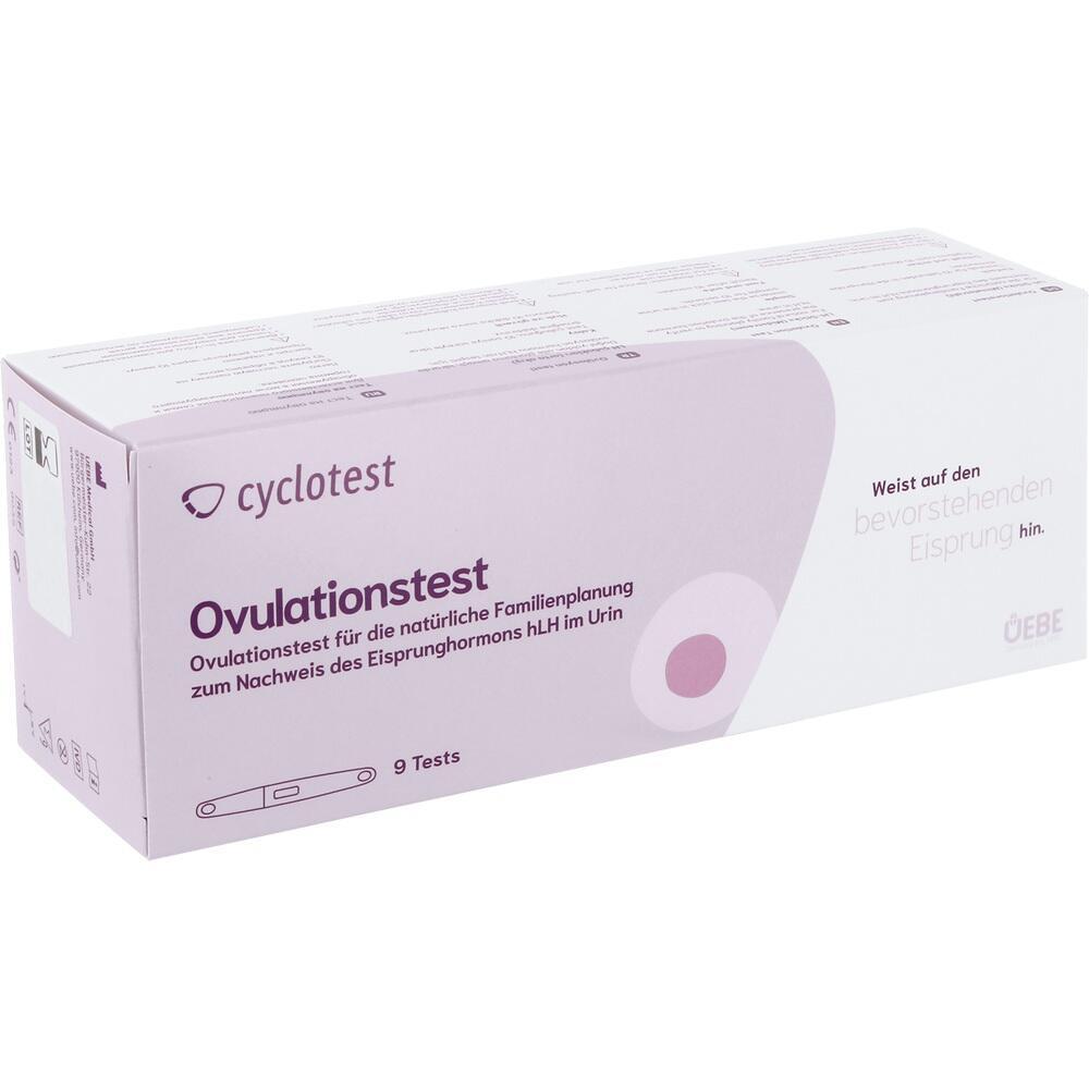 Eine lilafarbene Schachtel mit Ovulationstests für Eisprungnachweis.