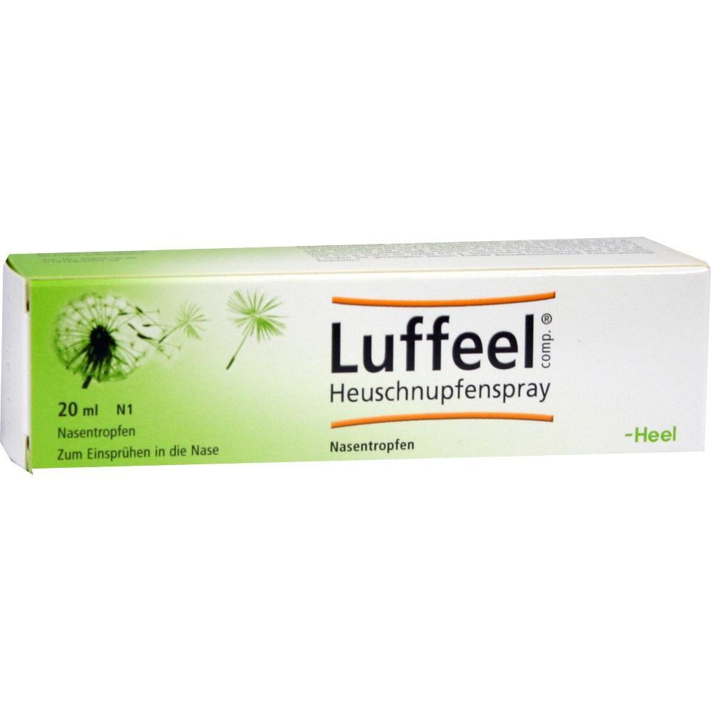 Grüne Schachtel von Heuschnupfenspray mit Löwenzahnmotiv.