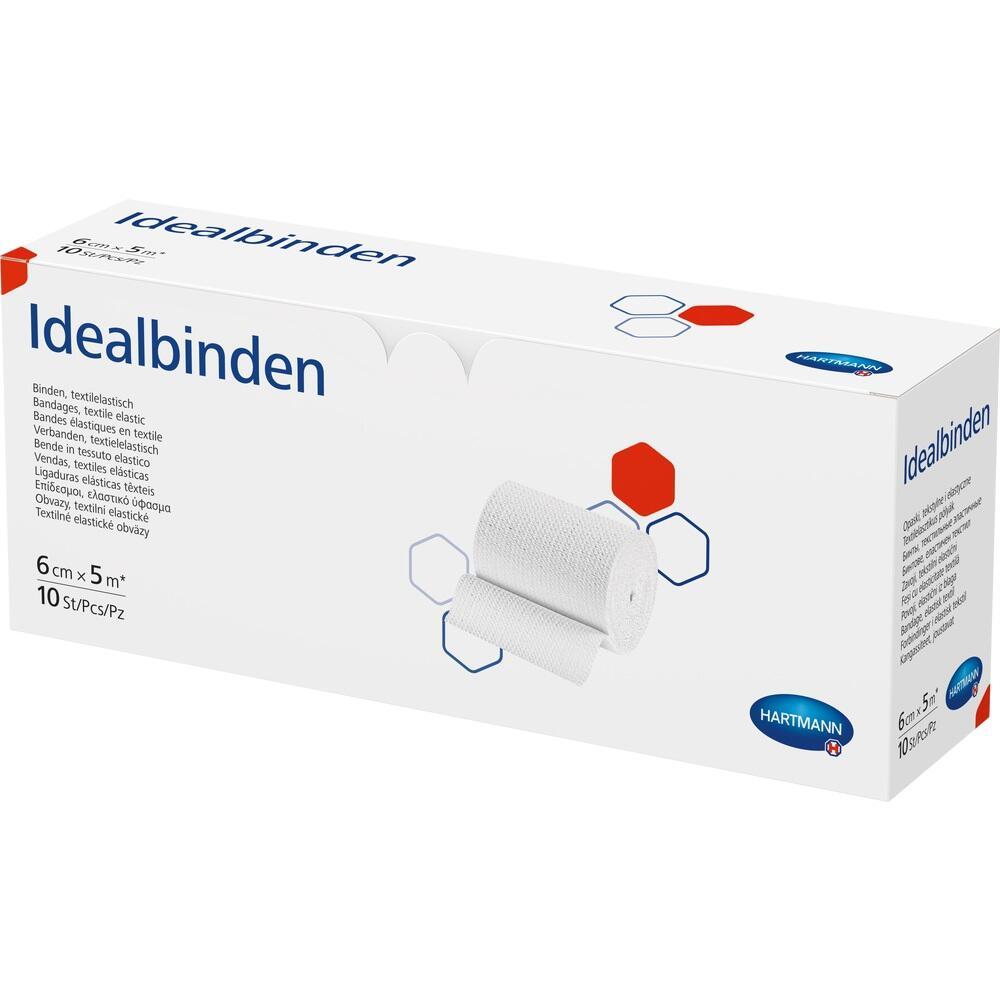 Eine Schachtel mit elastischen Idealbinden der Marke Hartmann.
