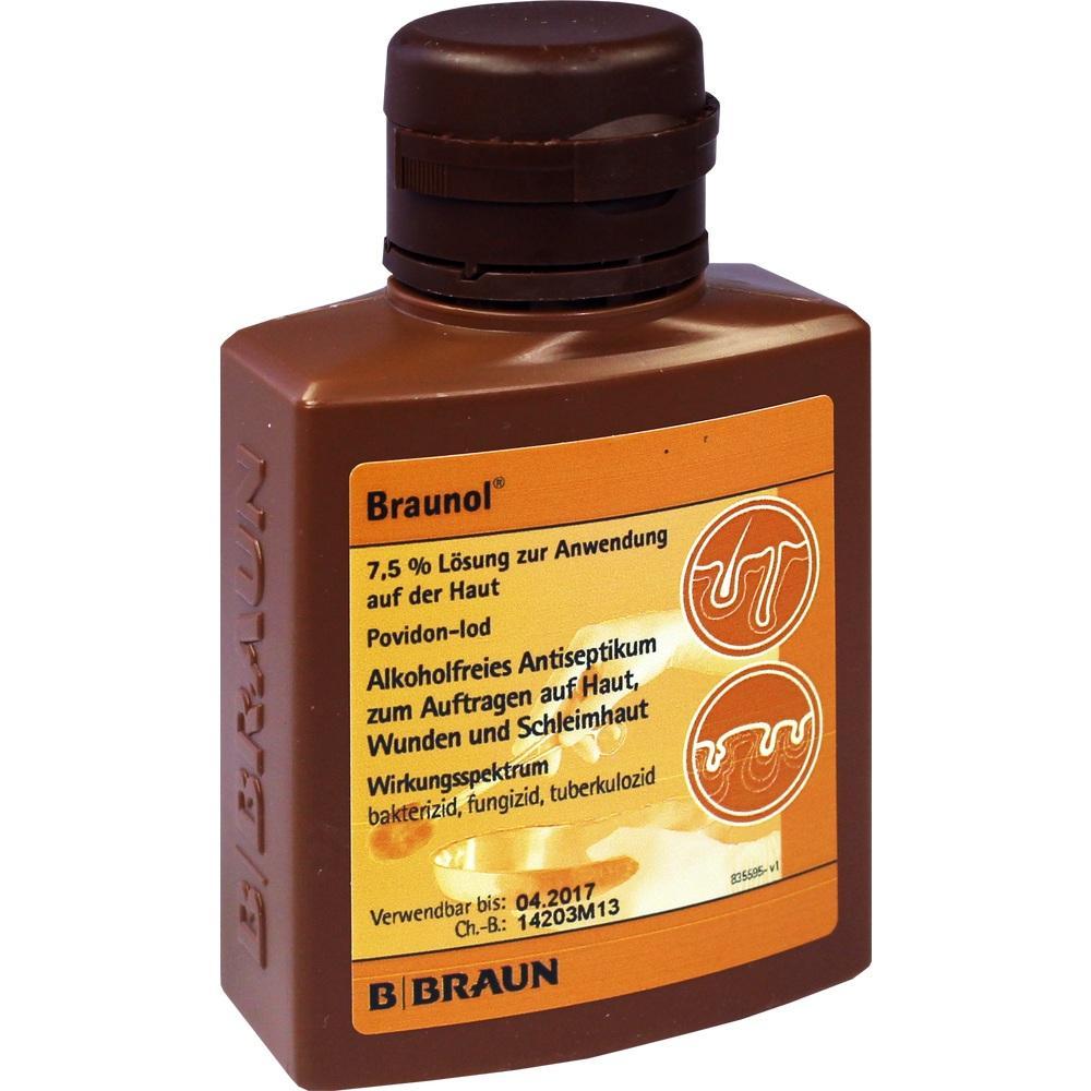Braune Flasche mit antiseptischer L&ouml;sung zur Hautanwendung.