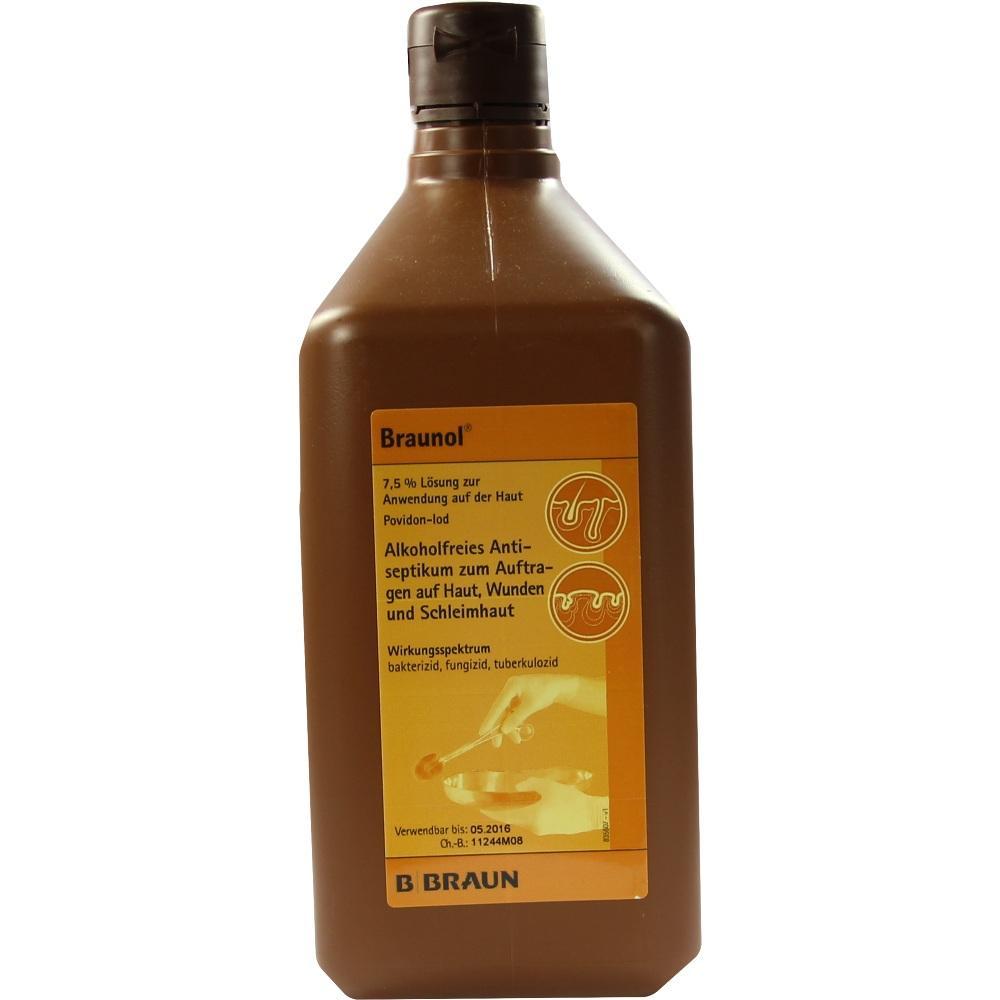 Braune Flasche mit antiseptischer L&ouml;sung f&uuml;r Haut und Wunden.