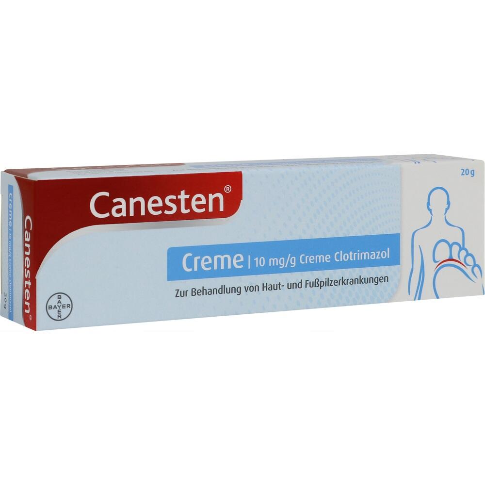 Eine Canesten-Creme-Packung zur Behandlung von Haut- und Fu&szlig;pilz.