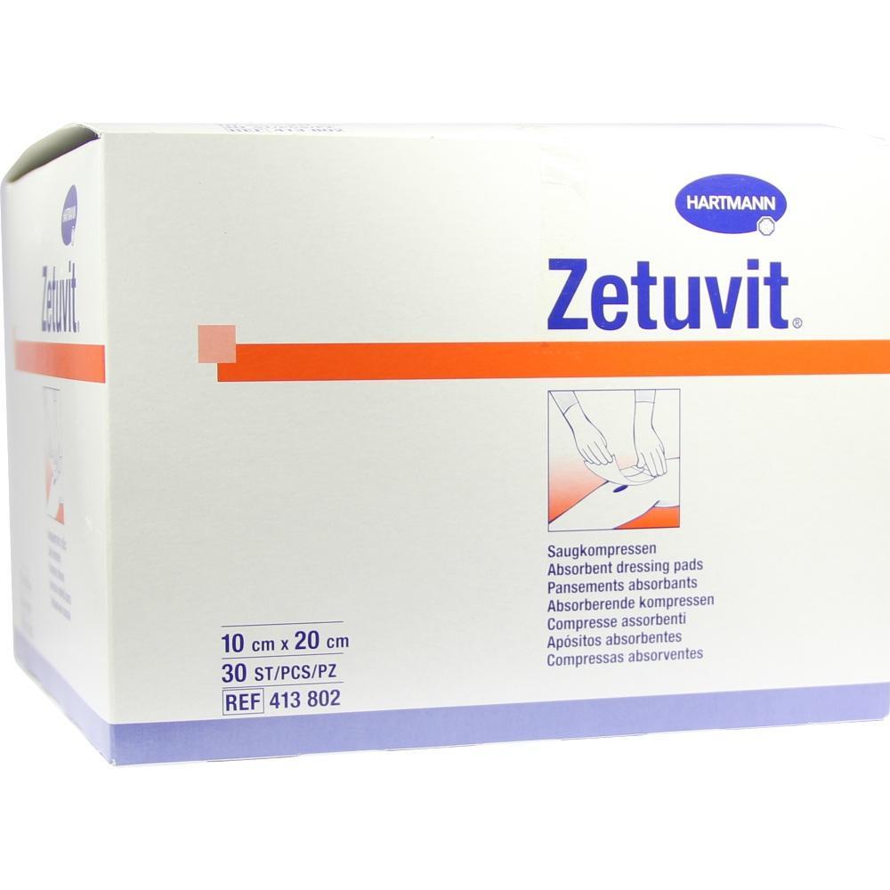 Eine Packung Zetuvit-Saugkompressen von Hartmann, 10x20 cm, 30 Stück.