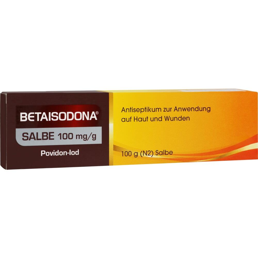 Eine Packung Betaisodona-Salbe zur Behandlung von Haut und Wunden.