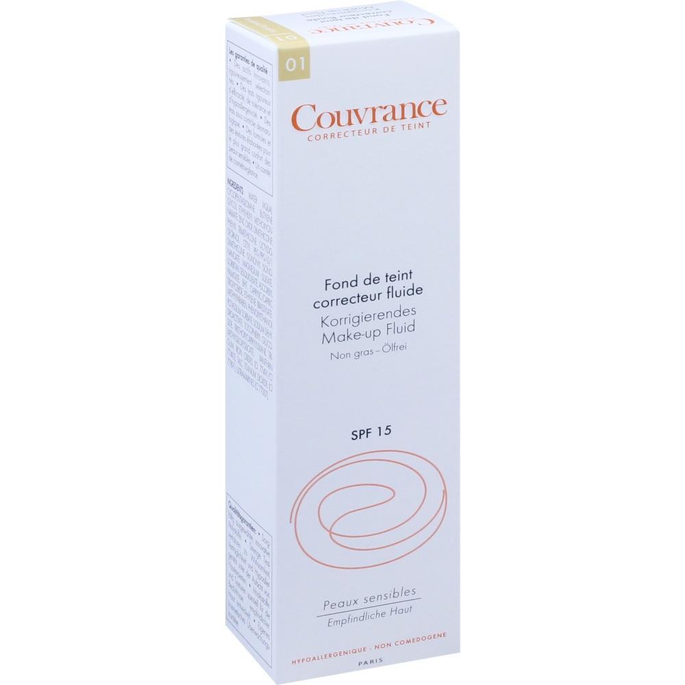 Wei&szlig;e Verpackung eines korrigierenden Make-up Fluids mit LSF 15.