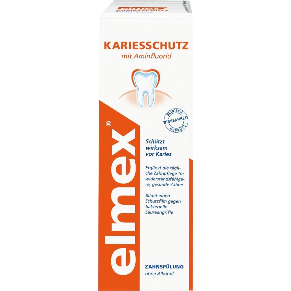 Verpackung einer Elmex Zahnsp&uuml;lung mit Karies-Schutz.