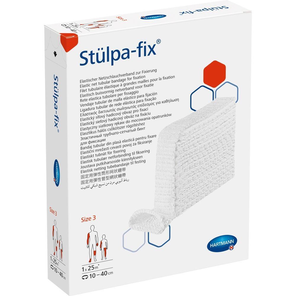 Verpackung eines elastischen Netzschlauchverbandes mit der Aufschrift "Stülpa-fix".