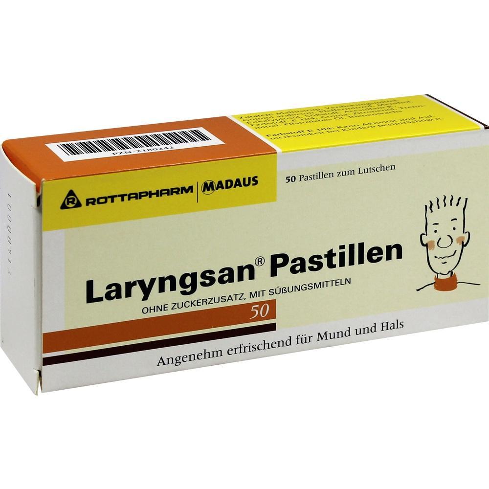 Eine Packung mit 50 Lutschpastillen für Mund und Hals.