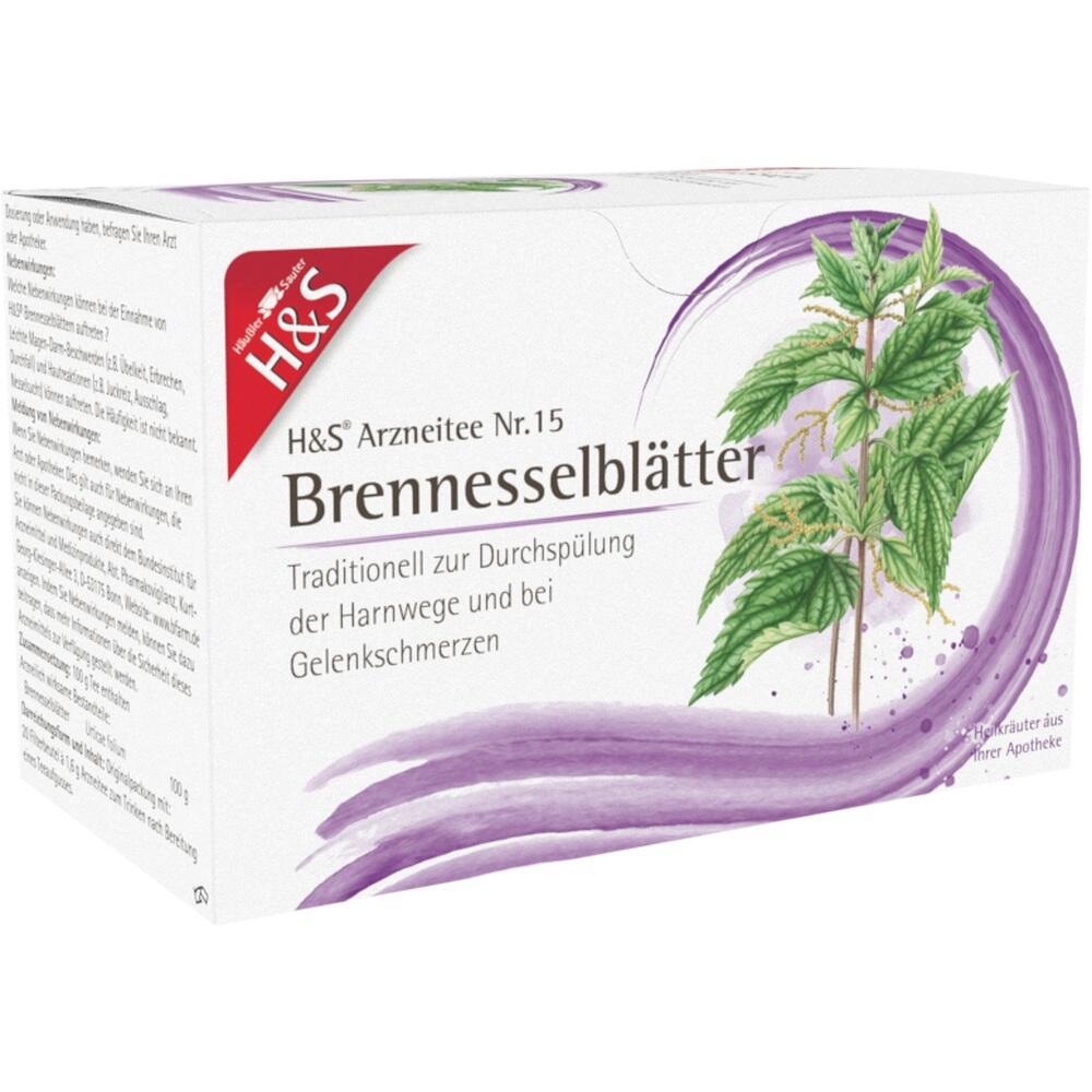 Verpackung von H&S Brennnesselbl&auml;tter Tee zur Unterst&uuml;tzung bei Harnweg- und Gelenkproblemen.
