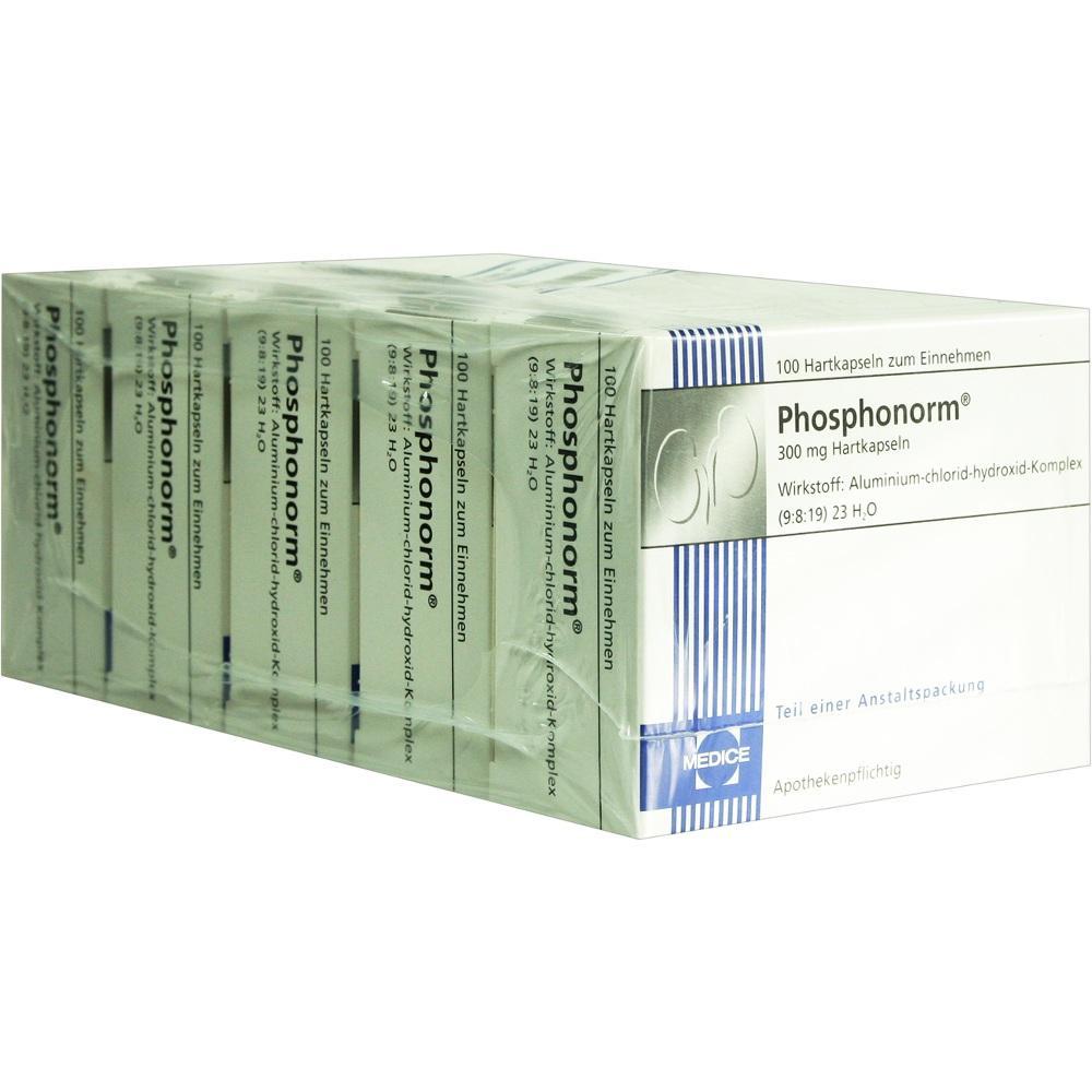 Eine Packung Phosphonorm-Kapseln in weißer Schachtel.