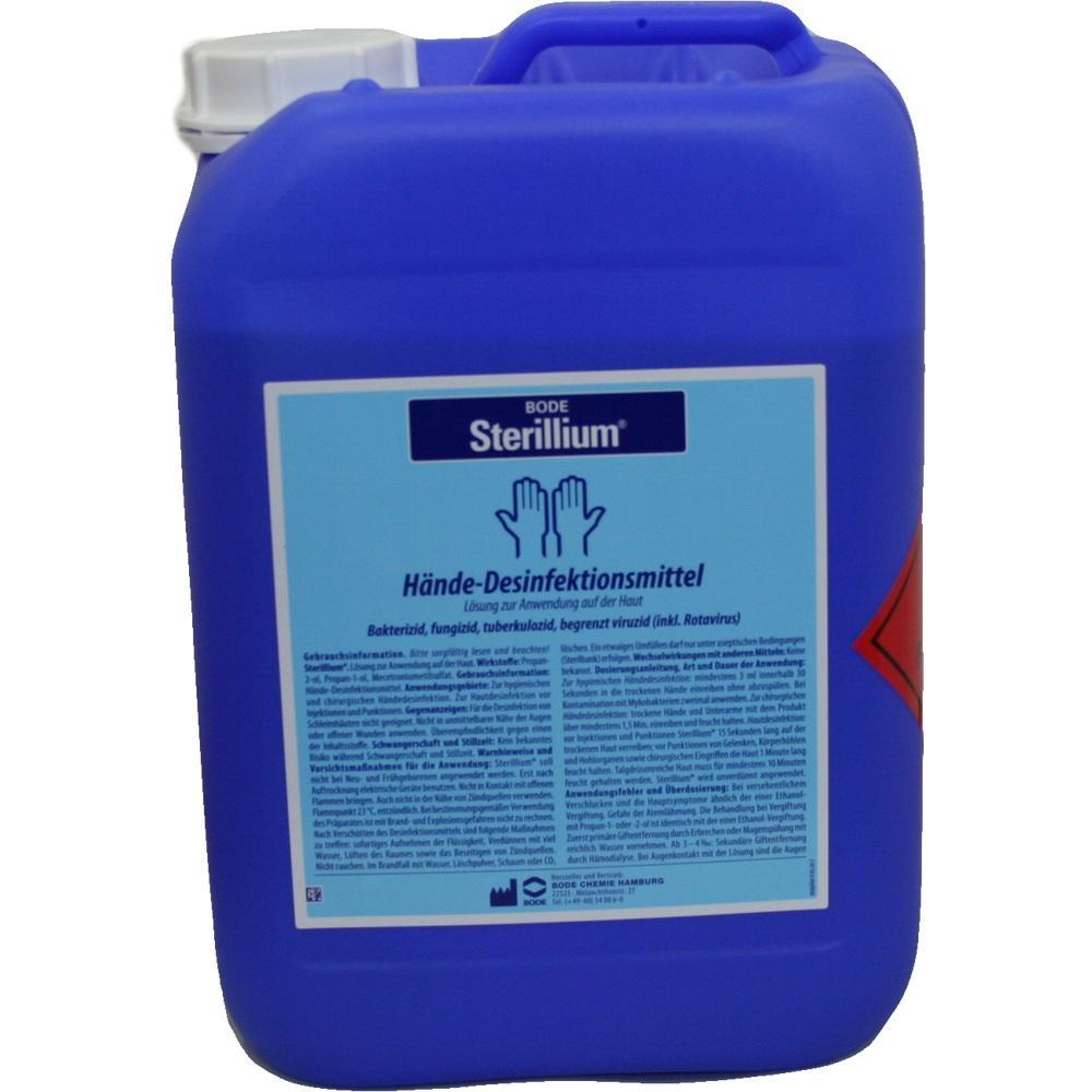 Großer blauer Kanister mit Hand-Desinfektionsmittel.