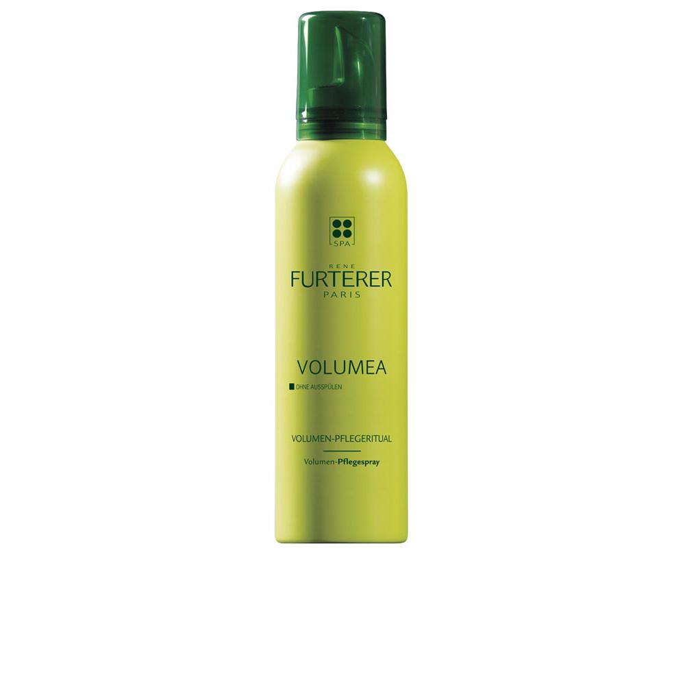 Grüne Haarpflegespray-Flasche mit dem Namen "Volumea".
