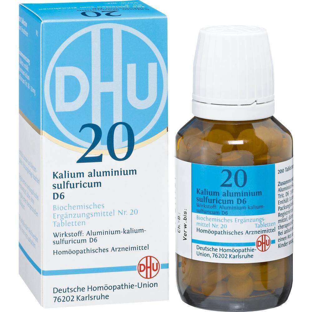 Blau-wei&szlig;e Verpackung und Glasflasche mit Tabletten der Marke DHU.
