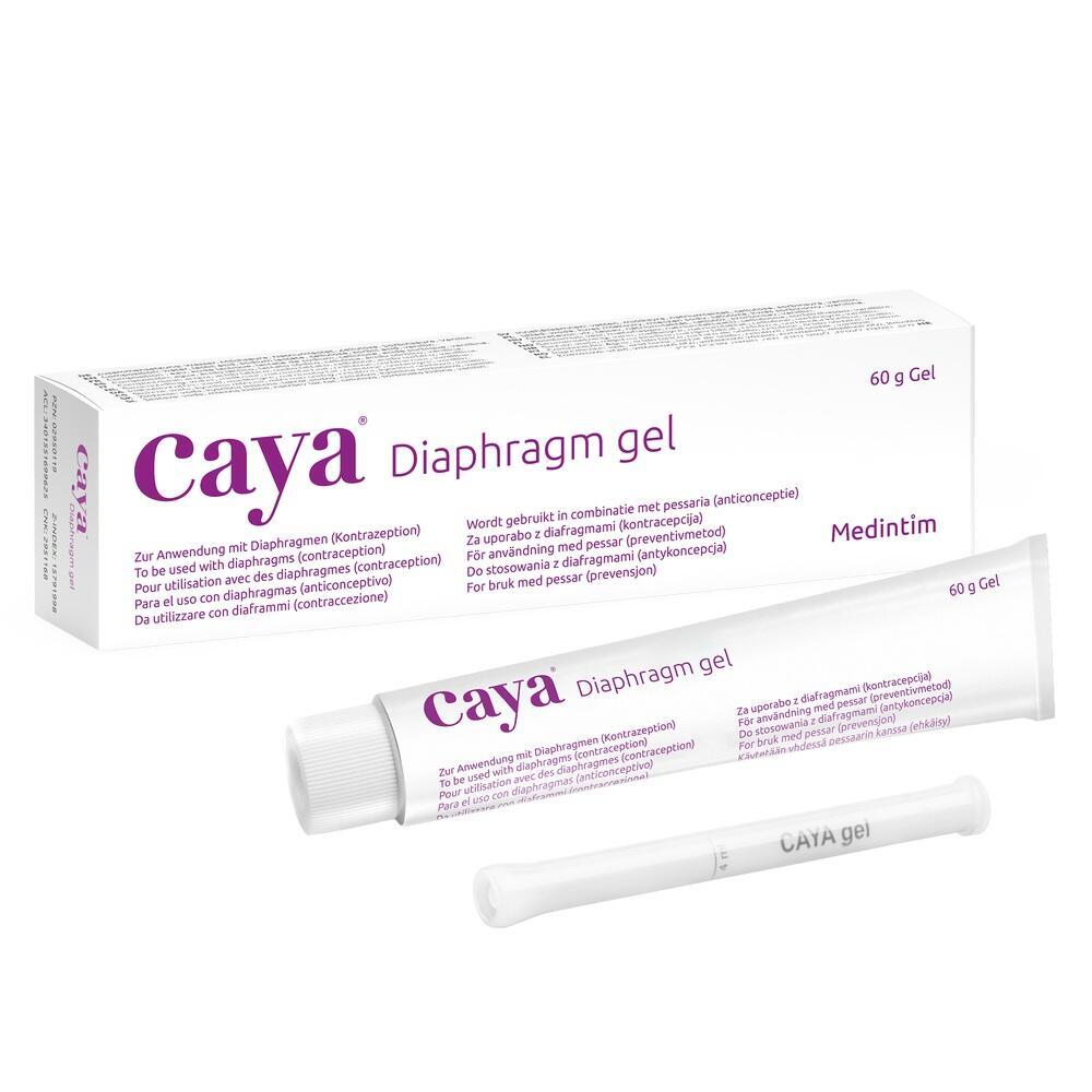 Eine Verpackung und Tube Caya Diaphragmagel zur Verh&uuml;tung.