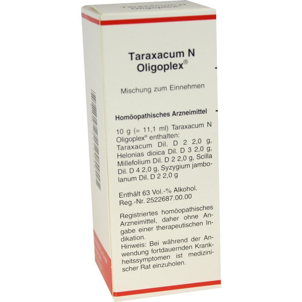 Weiße Packung mit Text zu homöopathischem Medikament Taraxacum N Oligoplex.