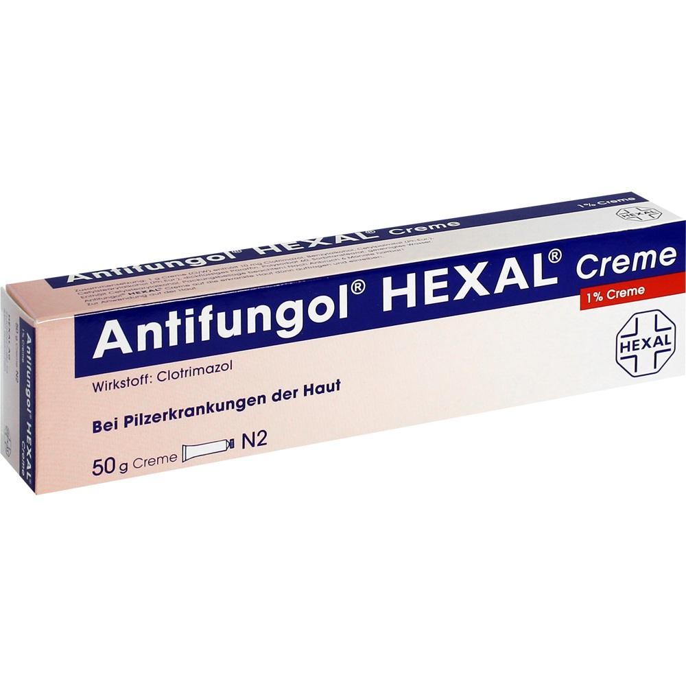 Schachtel mit Creme gegen Hautpilz mit dem Wirkstoff Clotrimazol.