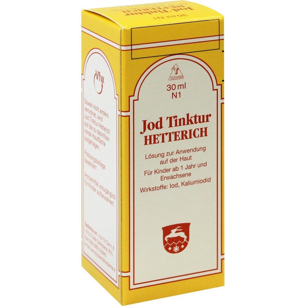 Gelbe Packung einer Jod-Tinktur zur Anwendung auf der Haut.