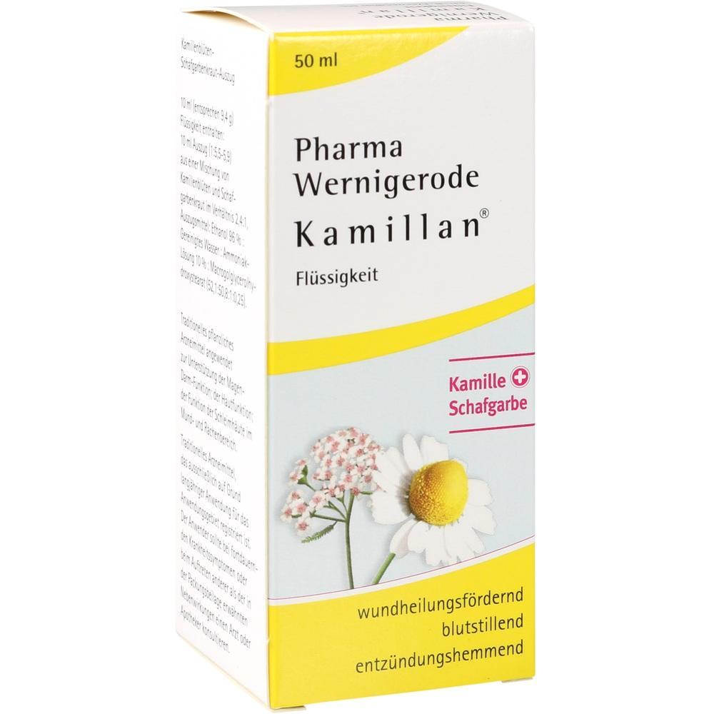 Verpackung von Kamillan, einem pflanzlichen Arzneimittel mit Kamille und Schafgarbe.