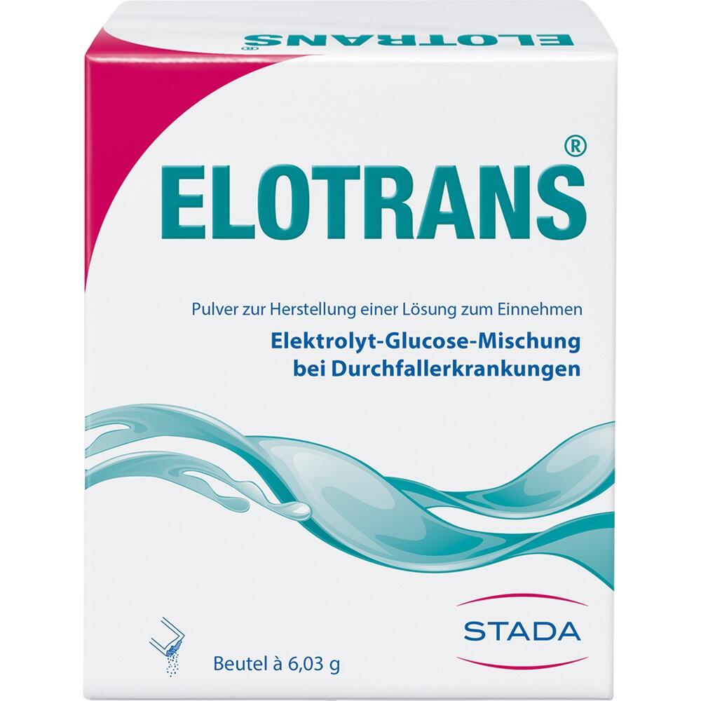 Eine Packung Elotrans, ein Pulver bei Durchfallerkrankungen.