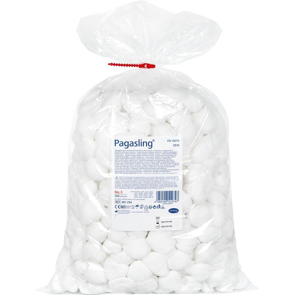 Eine Plastiktüte mit vielen weißen Mullbinden darin.
