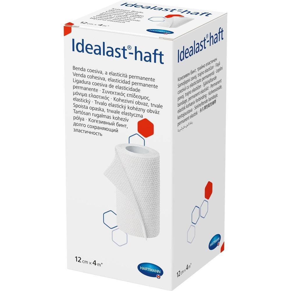 Eine weiße Box mit elastischen Verband, Marke "Idealast-haft", von Hartmann.