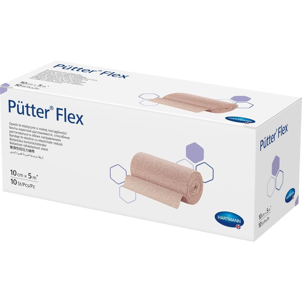 Eine Packung mit elastischen, hautfarbenen Bandagen der Marke "Pütter Flex".