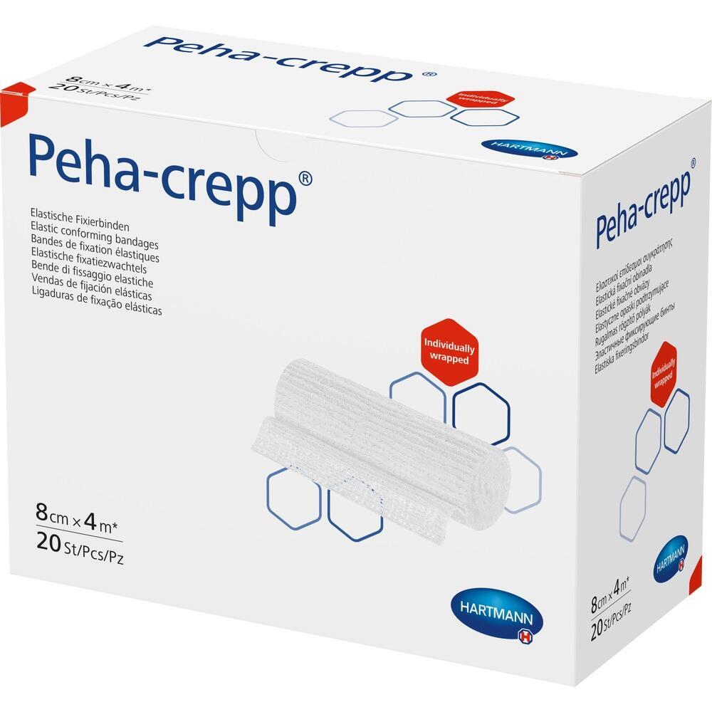Ein weißer Karton mit elastischen Fixierbinden der Marke Peha-crepp.