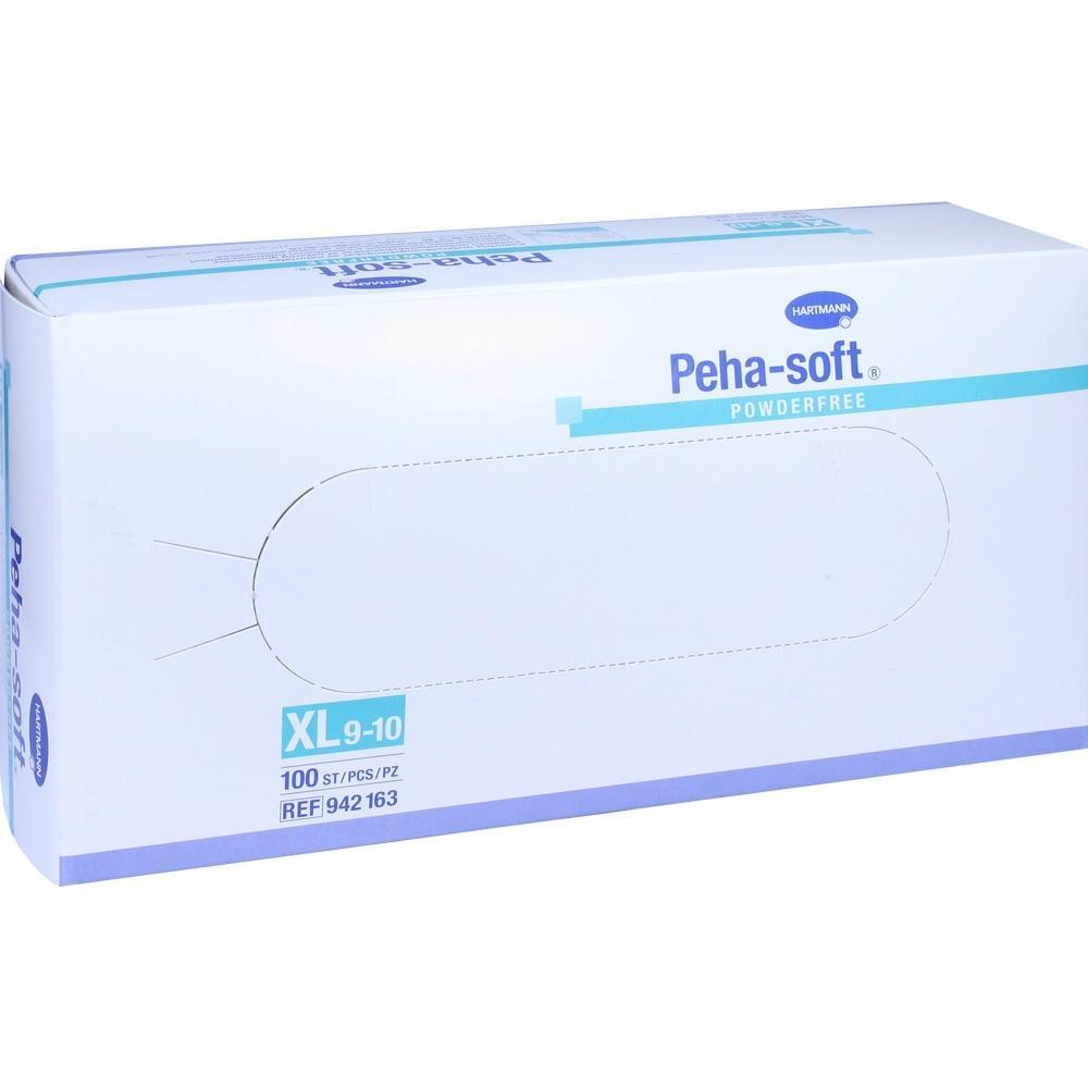 Weiße Schachtel mit Aufschrift „Peha-soft Powderfree“ und Größenangabe XL.