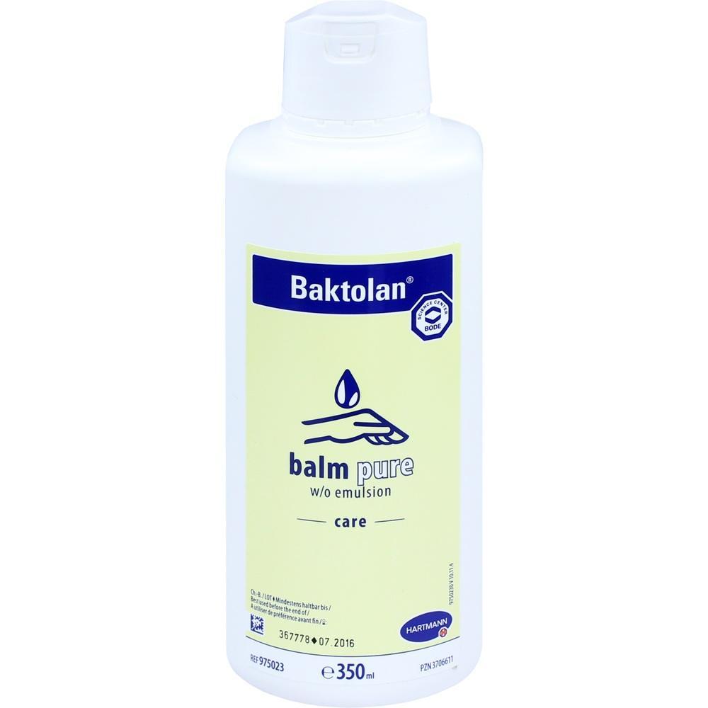 Weiße Flasche mit Baktolan-Handpflegeemulsion, 350 ml.