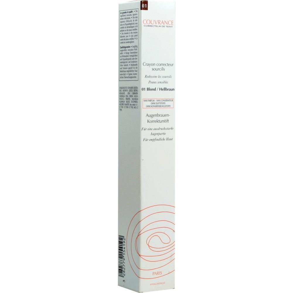 Wei&szlig;e Verpackung eines Augenbrauenstifts mit rotem Text und Spiraldesign.