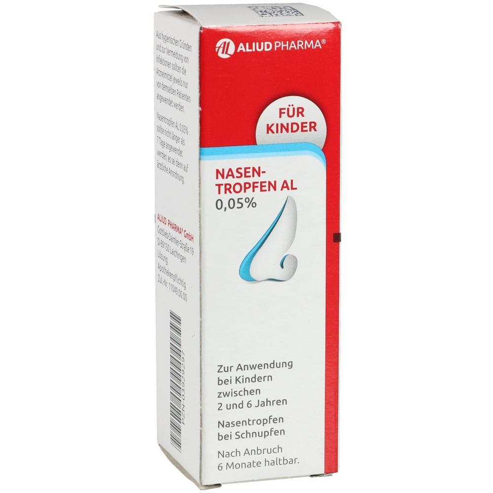 Rote und wei&szlig;e Verpackung von Nasentropfen f&uuml;r Kinder mit Aufdruck "F&uuml;r Kinder".