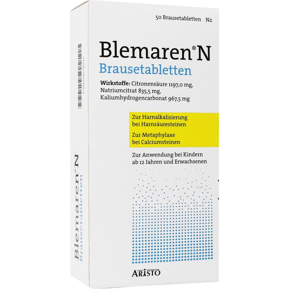 Verpackung von Brausetabletten gegen Harnsteine für Menschen ab 12 Jahren.