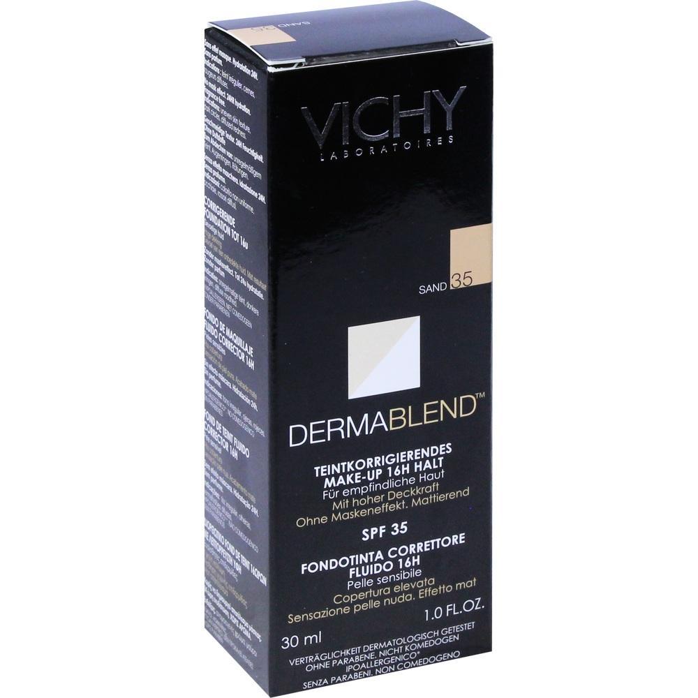 Eine schwarze Verpackung mit der Aufschrift "Vichy Dermablend Make-Up".