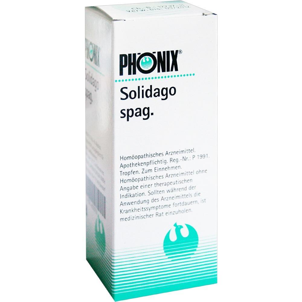 Wei&szlig;e Medikamentenverpackung mit der Aufschrift "Solidago spag."
