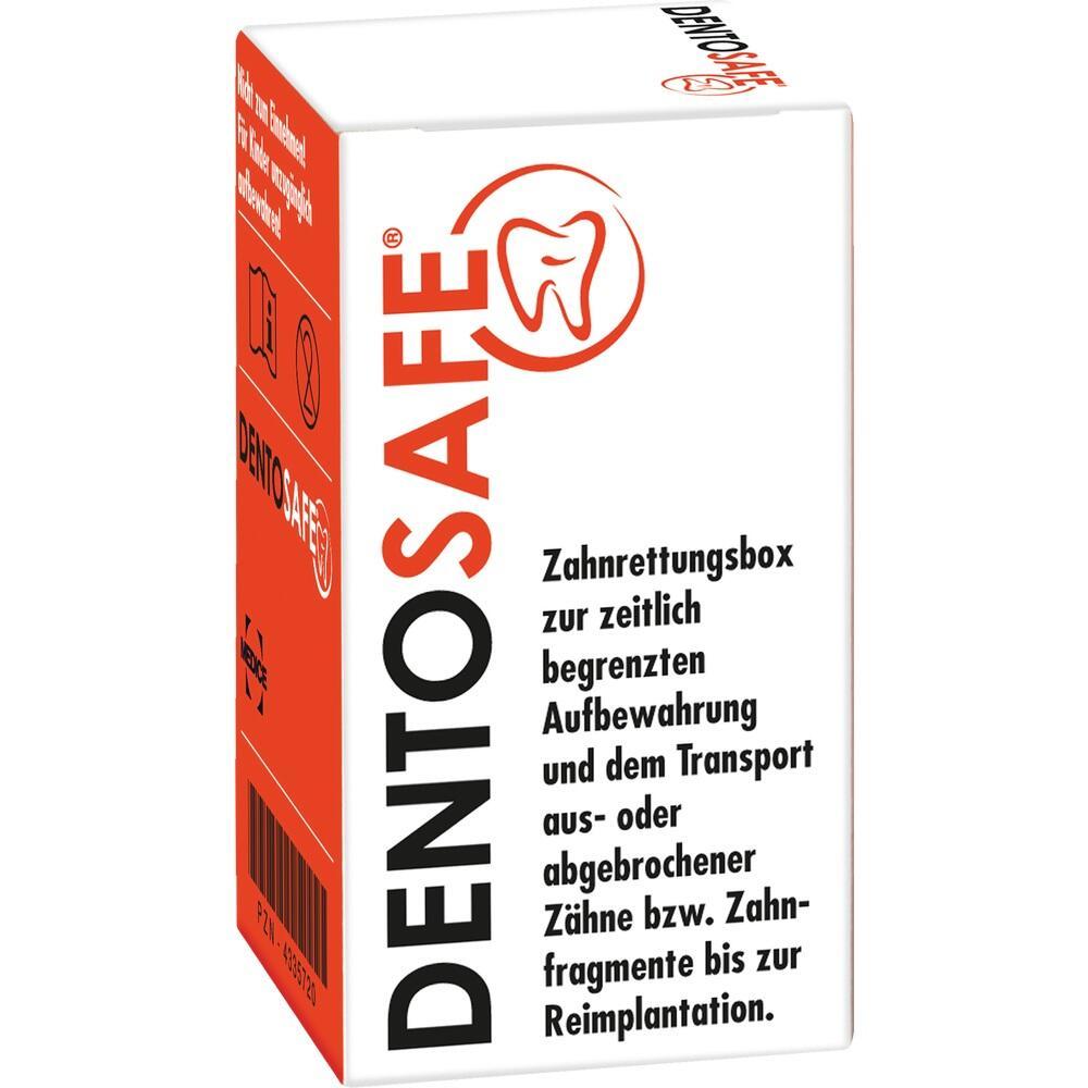Eine rote und weiße Schachtel für den Transport abgebrochener Zähne.
