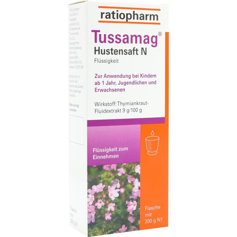 Die Verpackung zeigt einen Hustensaft namens "Tussamag" f&uuml;r Kinder und Erwachsene.