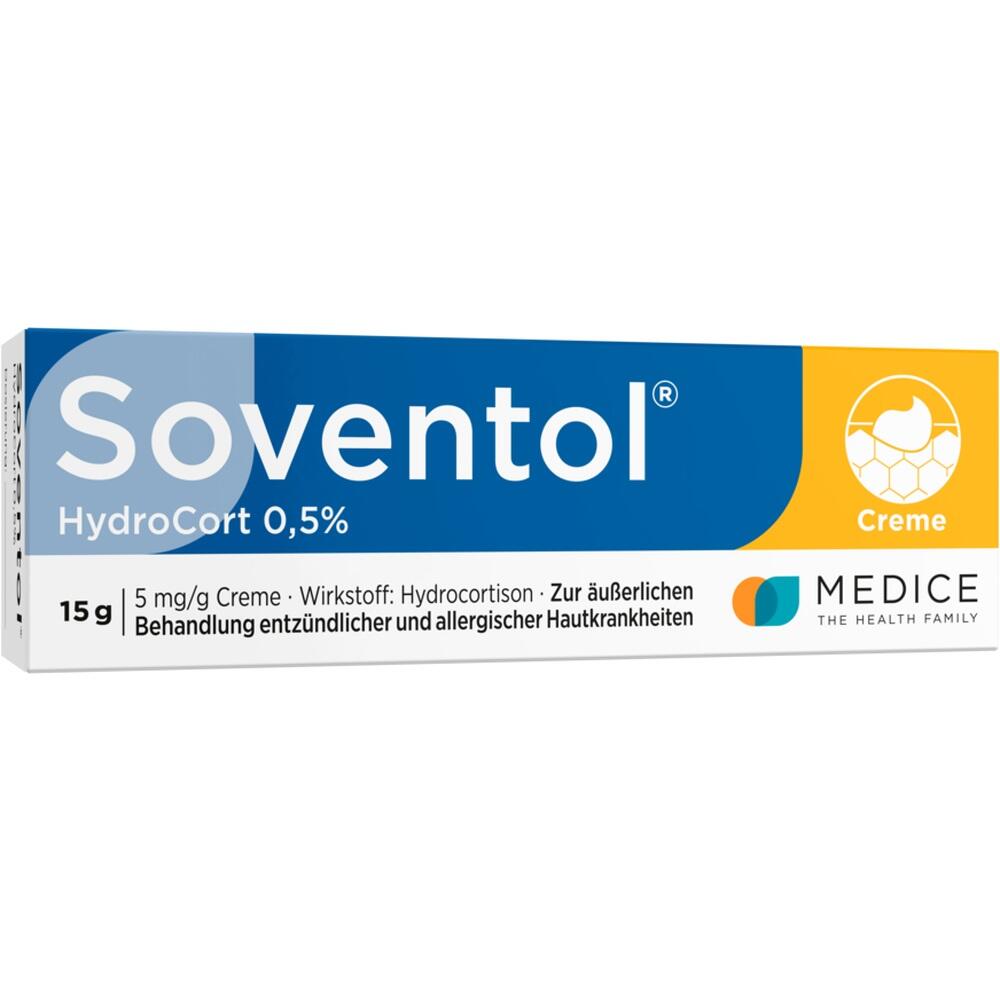 Eine blau-weiße Verpackung von Hydrocortison-Creme zur Behandlung von Hautkrankheiten.