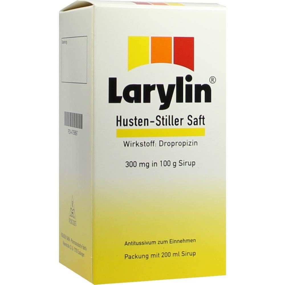 Eine Verpackung von Larylin Husten-Stiller Saft zur Beruhigung des Hustens.