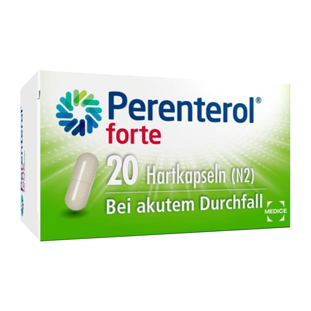 Eine gr&uuml;ne Packung mit 20 Kapseln gegen akuten Durchfall.
