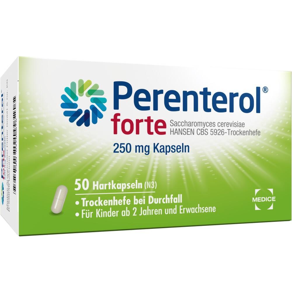 Schachtel mit 50 Kapseln für die Behandlung von Durchfall ab 2 Jahren.
